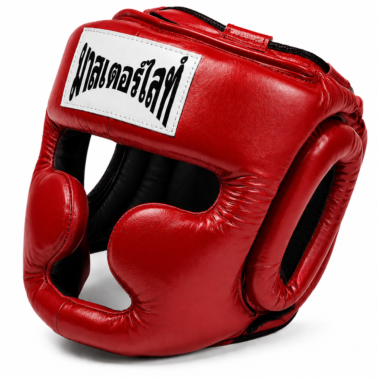 Thaismai Boxing Head Gear Cheek & Chin - Leather (Black)