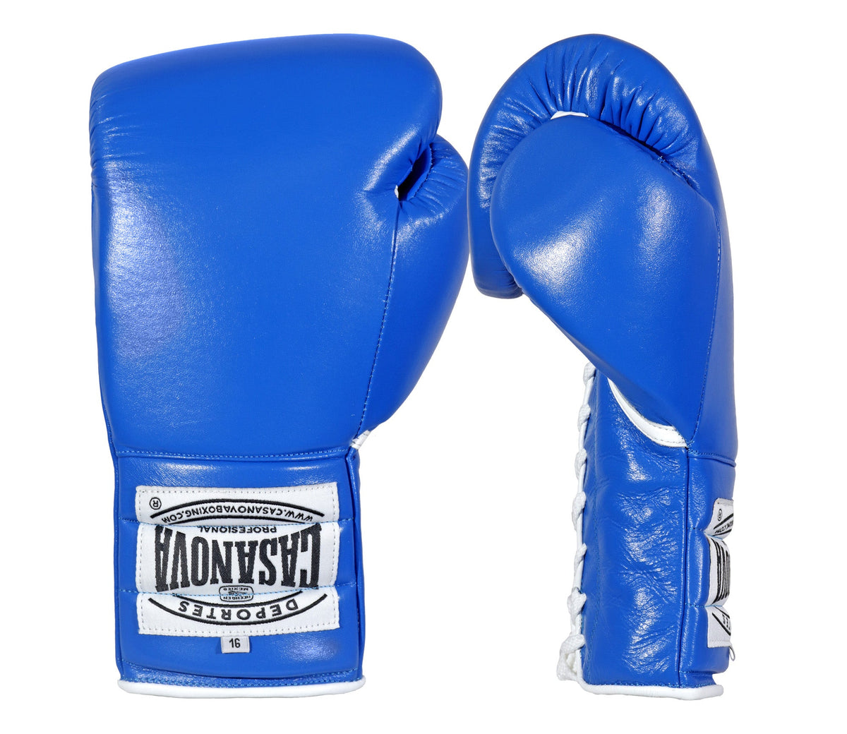 (NEW) Casanova® Boxing Professional Lace-Up Boxing Gloves - Blue