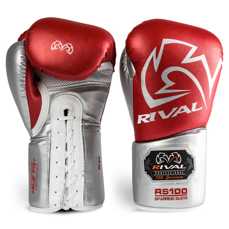 RS100 Professional Sparring Gloves - Red & Silver