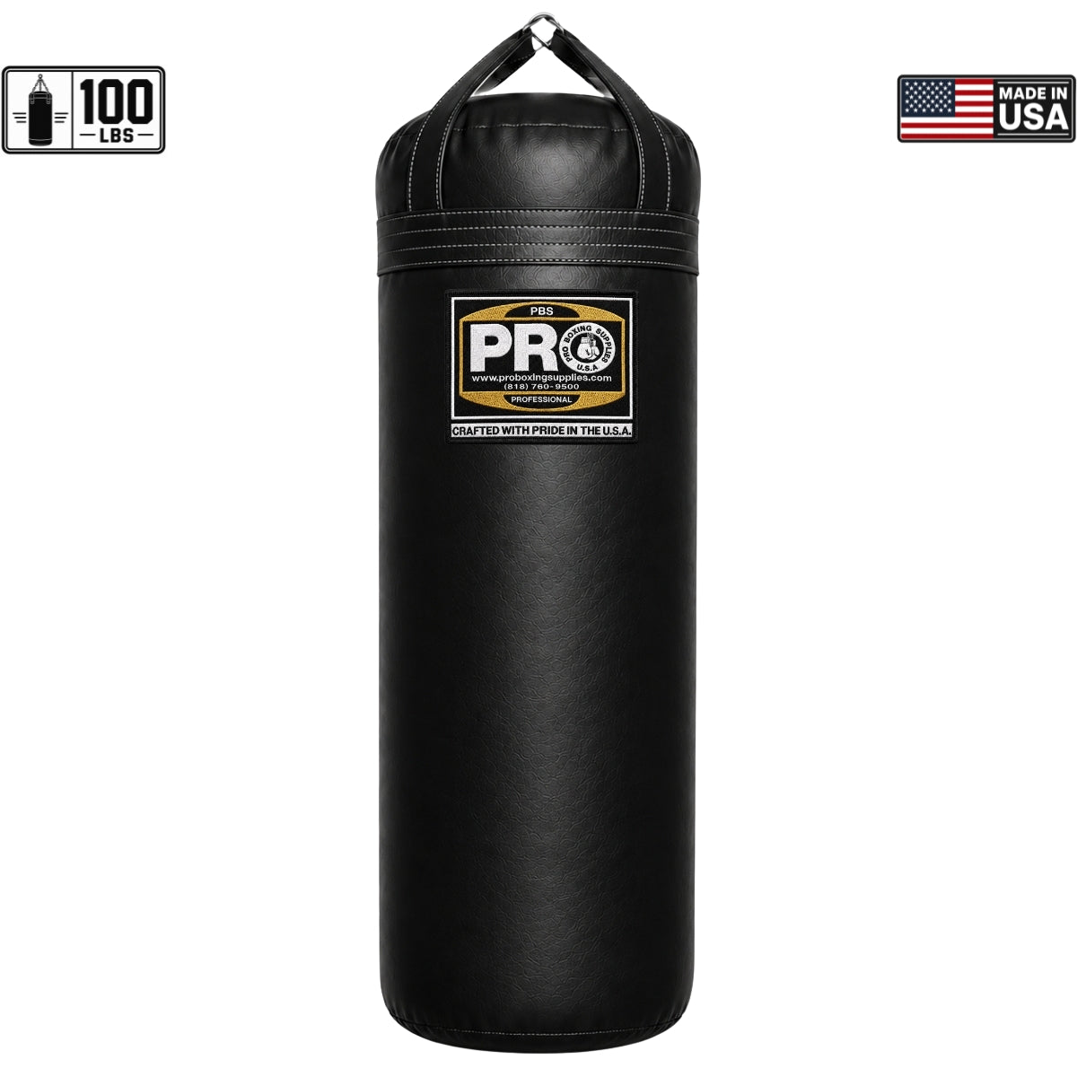 ProBoxing® 100 LBS Heavy Punching Bag - Black
