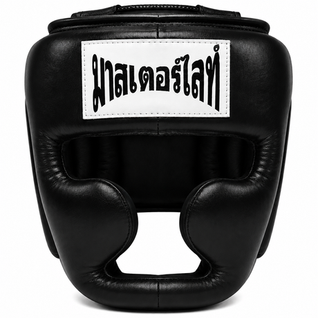Thaismai Boxing Head Gear Cheek & Chin - Leather (Black)
