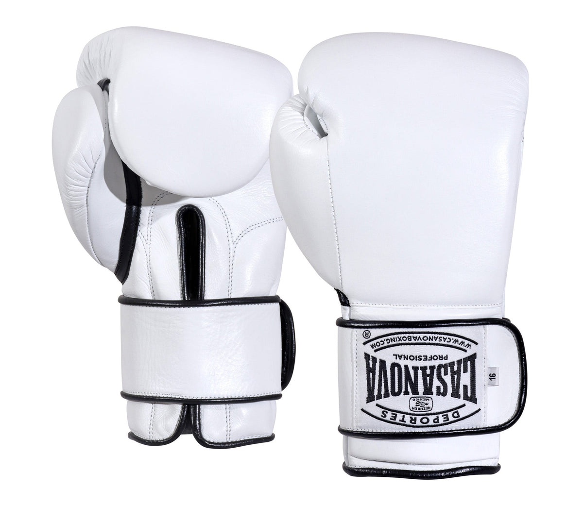 (NEW) Casanova® Boxing Professional Hook & Loop Boxing Gloves - White