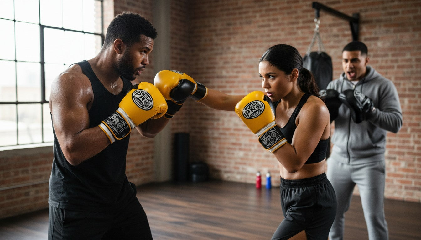 ProBoxing® Classic Leather Boxing Gloves - Training Gloves - Yellow & Black