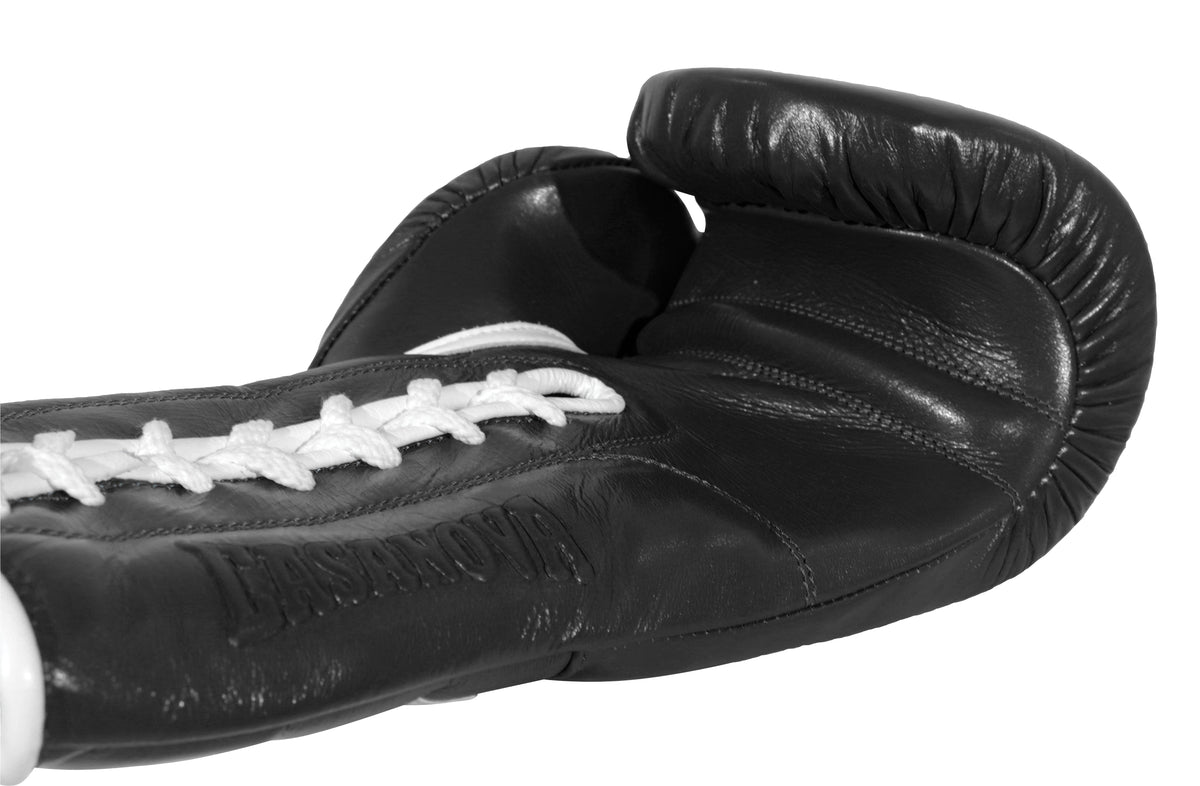 (NEW) Casanova® Boxing Professional Lace-Up Boxing Gloves - Black