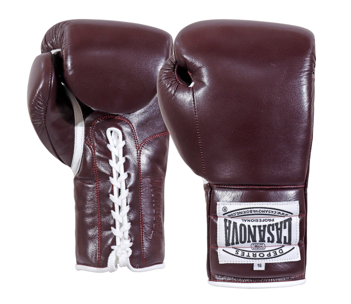 (NEW) Casanova® Boxing Professional Lace-Up Boxing Gloves - Burgundy