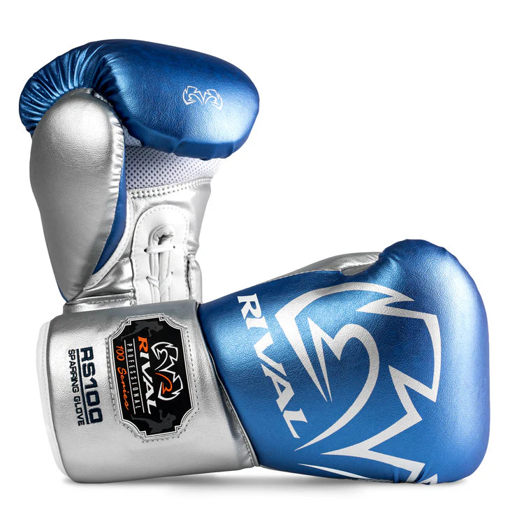 RS100 Professional Sparring Gloves - Blue & Silver