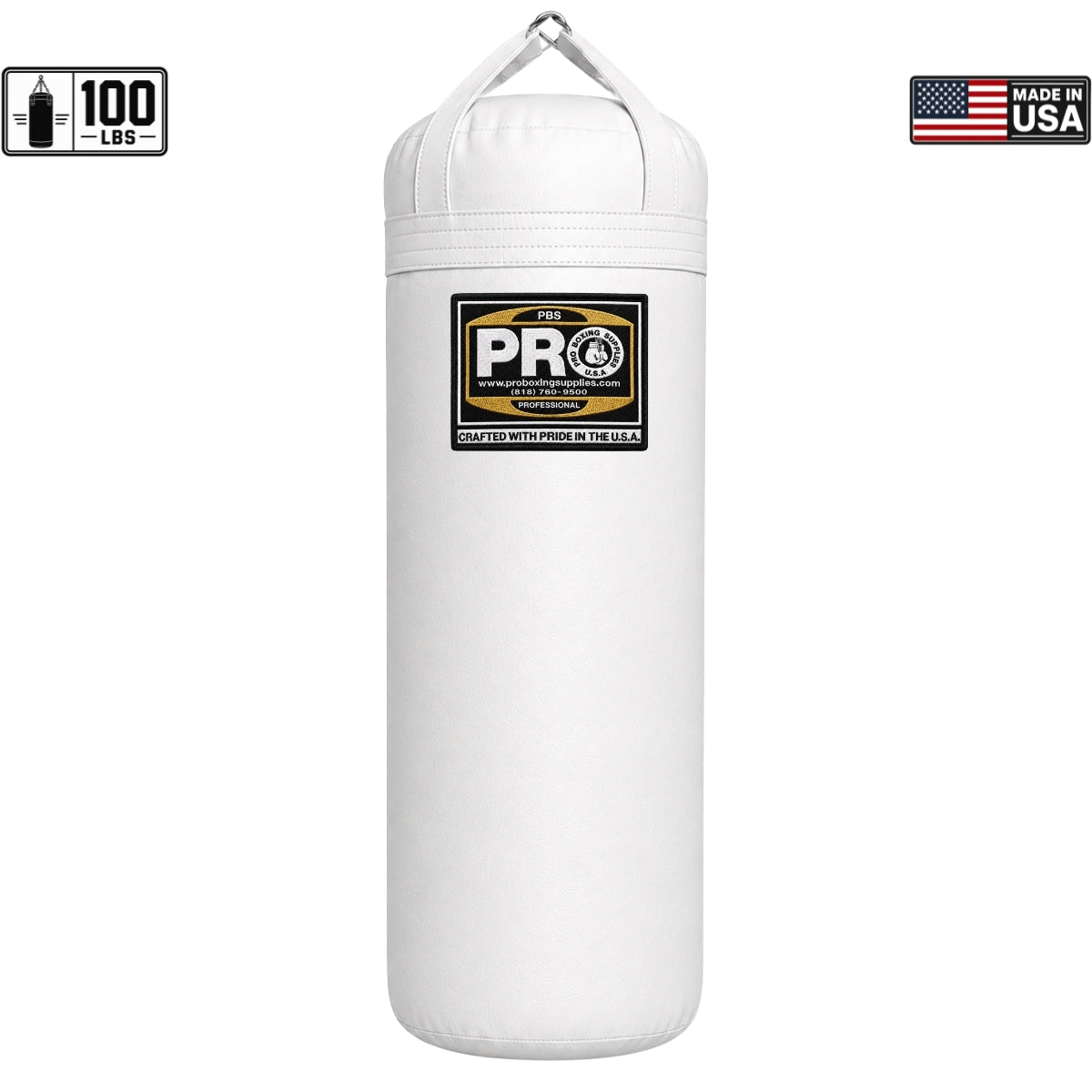 ProBoxing® 100 LBS Heavy Punching Bag - White