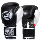 ProBoxing® Classic Leather Boxing Gloves - Training Gloves - Black & White