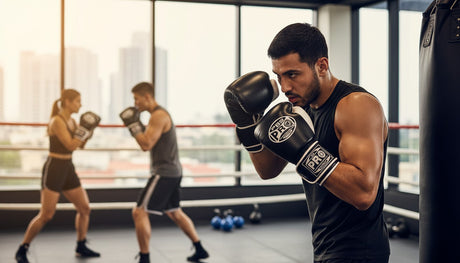ProBoxing® Classic Leather Boxing Gloves - Training Gloves - Black & White