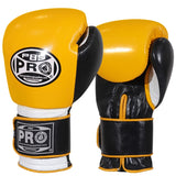ProBoxing® Classic Leather Boxing Gloves - Training Gloves - Yellow & Black