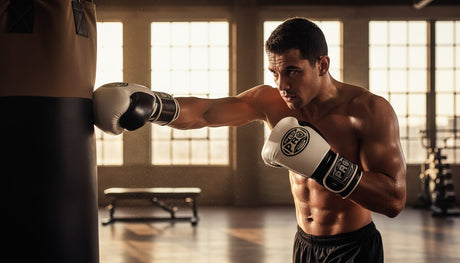 ProBoxing® Classic Leather Boxing Gloves - Training Gloves - White & Black