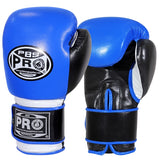 ProBoxing® Classic Leather Boxing Gloves - Training Gloves - Blue & Black