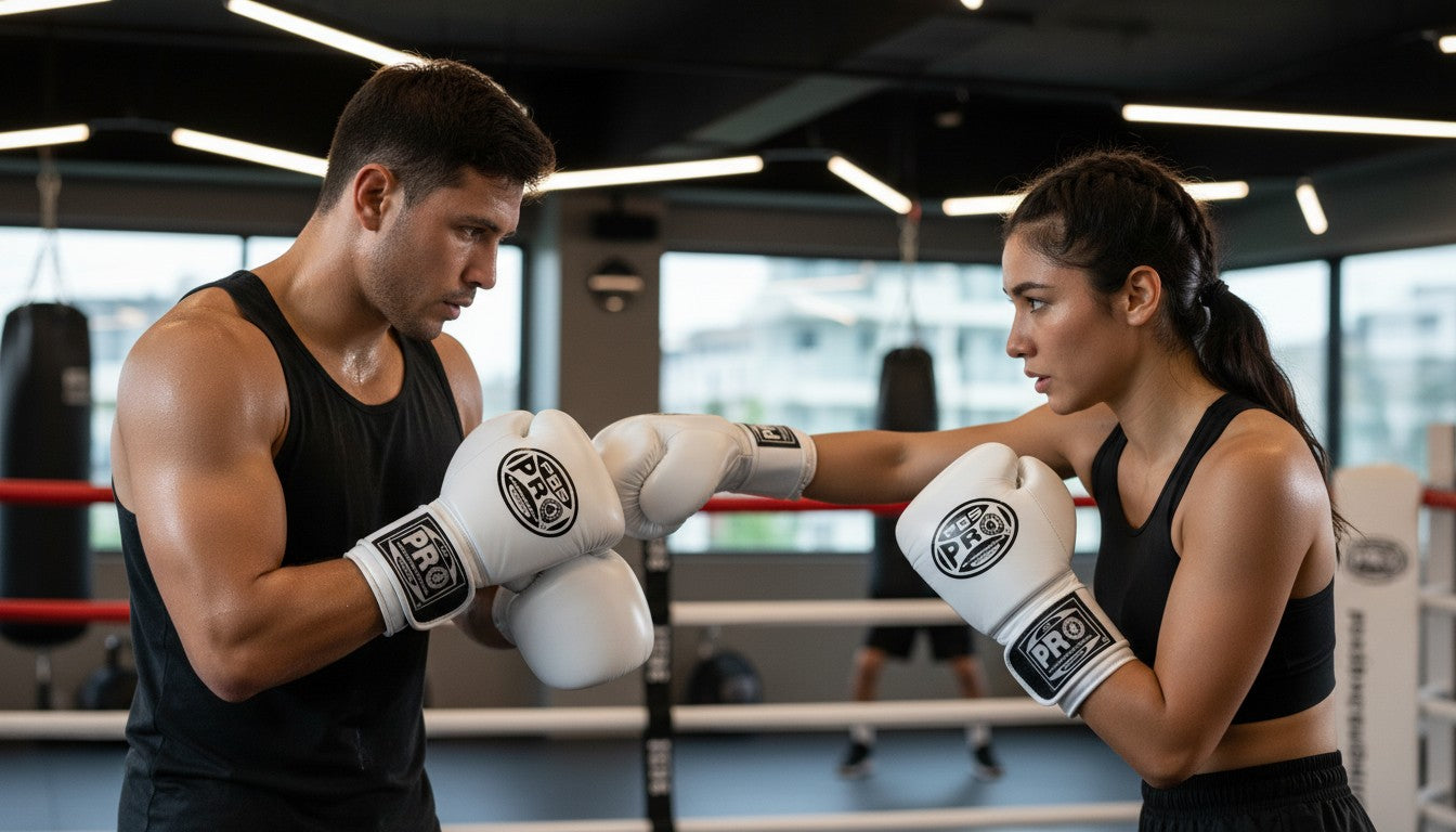 ProBoxing® Classic Leather Boxing Gloves - Training Gloves - White