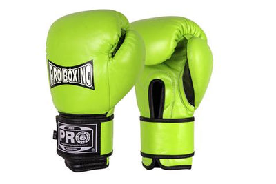Pro Boxing® Classic Leather Training Gloves - Lime Green