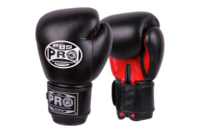 Pro Boxing® Leather Thai Gloves -  Black/Red
