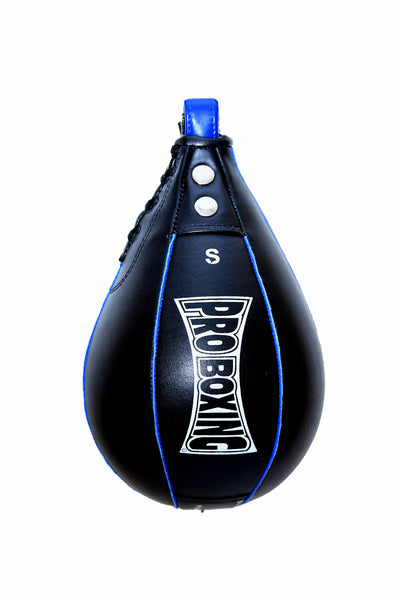 Pro Boxing® Leather Speed Bag - Black/Blue Trim