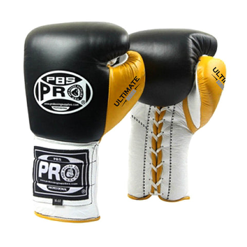 ProBoxing® Ultimate Lace-Up Boxing Gloves – Black/Yellow