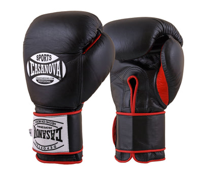 Casanova Boxing® Hook and Loop Training Fight Gloves - Black/Red