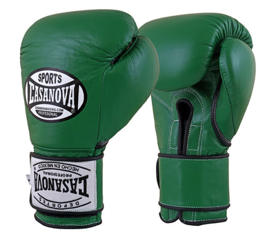 Casanova Boxing® Professional Hook and Loop Fight Gloves - Green