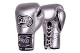 ProBoxing® Official Pro Fight Lace-Up Gloves - Silver