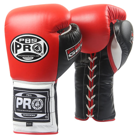 ProBoxing® Series Gel Lace Gloves - Red/Black with Black Thumb