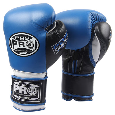 Pro Boxing® Series Gel Hook and Loop Gloves - Blue/Black with Black Thumb