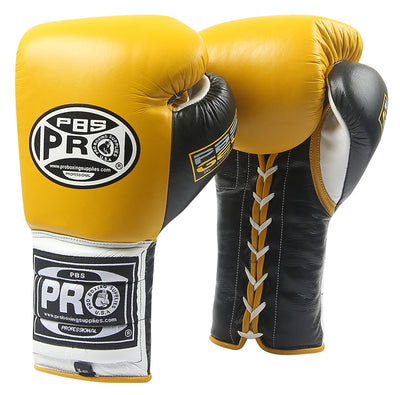 Pro Boxing® Series Gel Lace Gloves -  Yellow/Black with Black Thumb