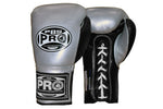 ProBoxing® Official Pro Fight Gloves - Silver/Black