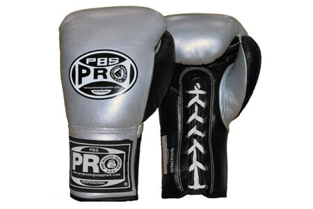 ProBoxing® Official Pro Fight Gloves - Silver/Black