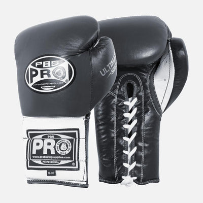 Pro Boxing® Ultimate Lace-Up Boxing Gloves – Black/White
