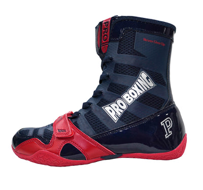 Pro Boxing® Hyper Flex Boxing Shoes - Navy Blue/Red/White