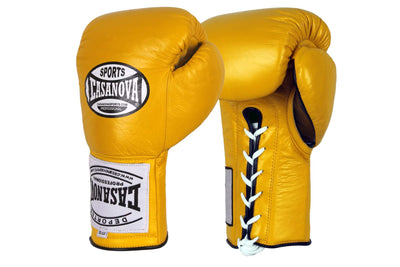 Casanova Boxing® Professional Lace Up Official Fight Gloves - Yellow